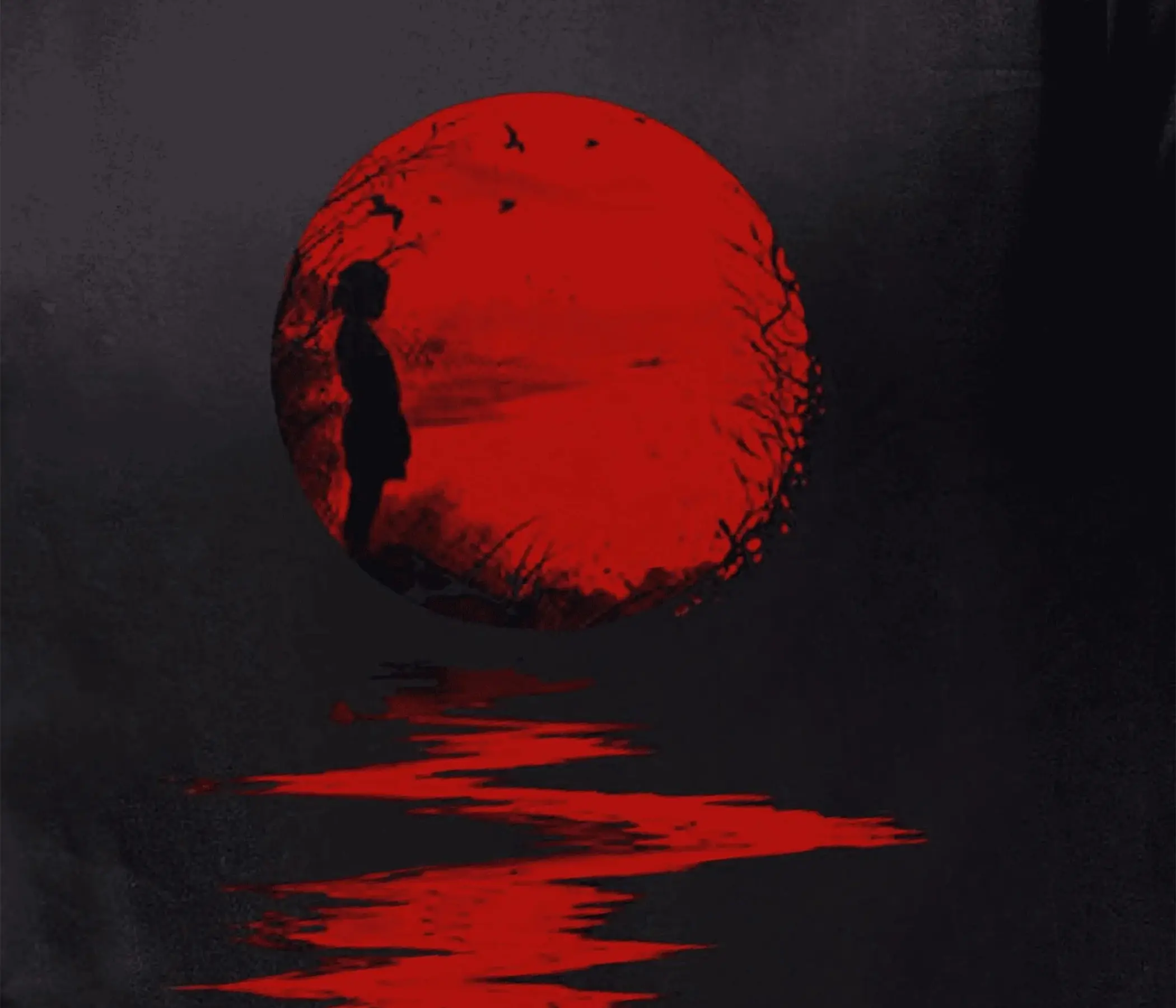 Jet Black Hand-Painted Crimson Sun Shirt for Perfect Mens Collection
